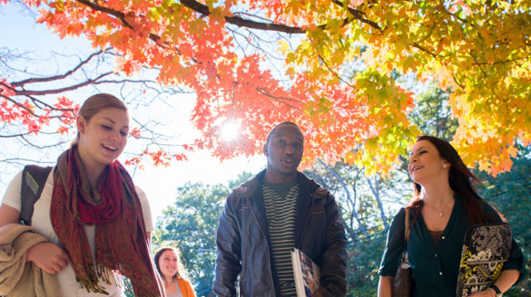 Students walking outside.