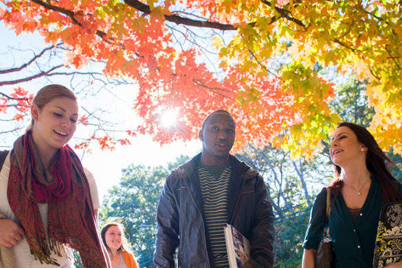 Students walking outside.