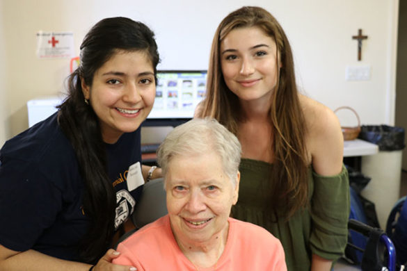 Two female students pose for SJC's 2017 Day of Service at The Sister's of St. Joseph's motherhouse located in Brentwood Long Island.