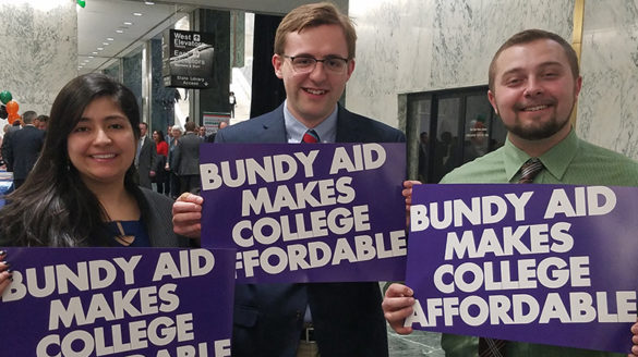 Three SJC students at Lobby Day.