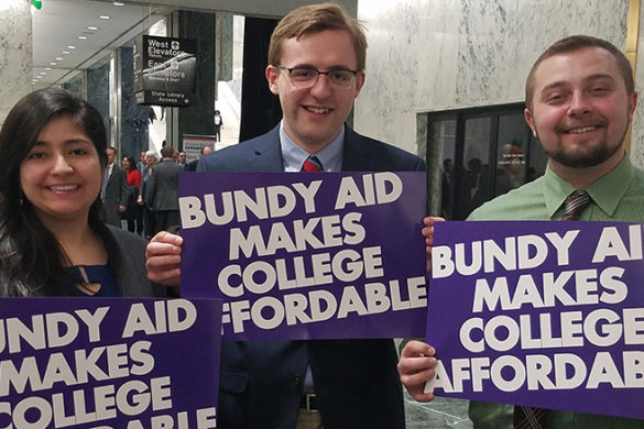 Three SJC students at Lobby Day.