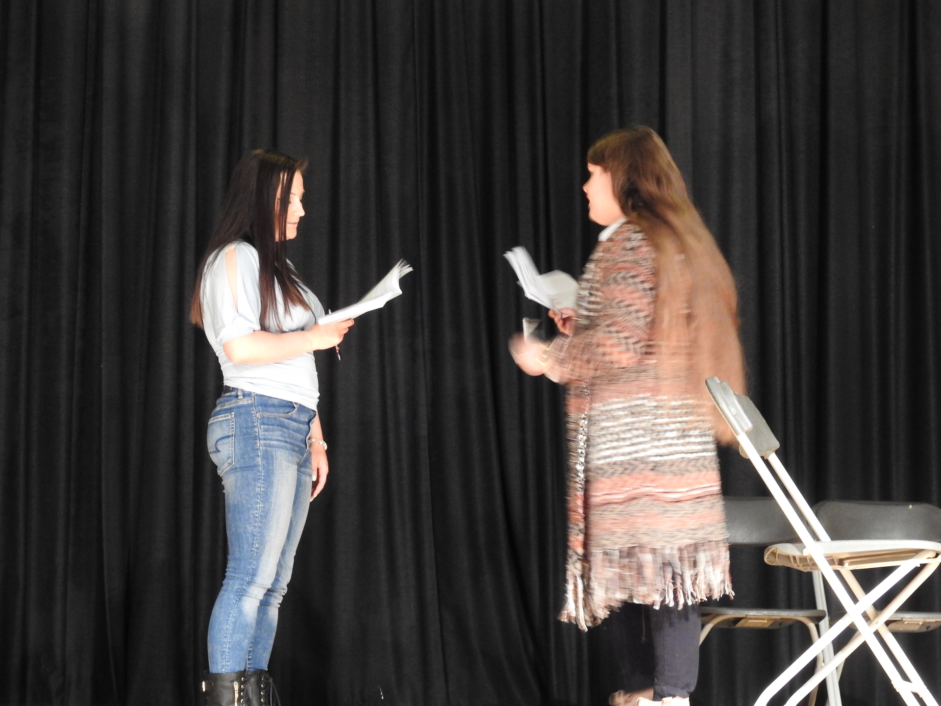 SJC Long Island students rehearsing a play.