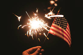 U.S. flag and sparklers.