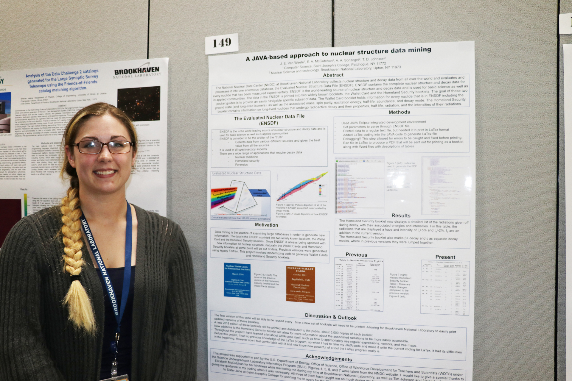 Jeami Van Weele presenting her poster at BNL.