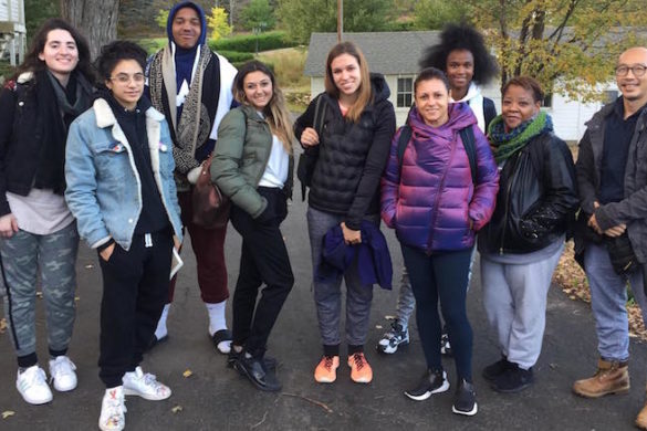 Students standing at retreat.