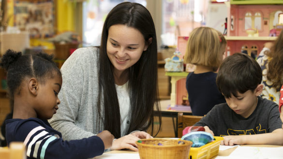 Teacher with preschool students.