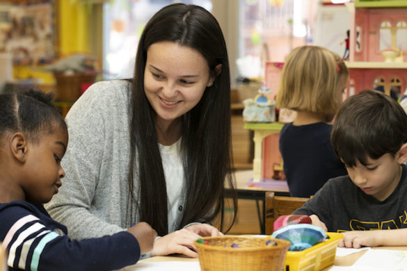 Teacher with preschool students.