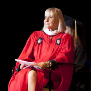 Woman at academic ceremony.