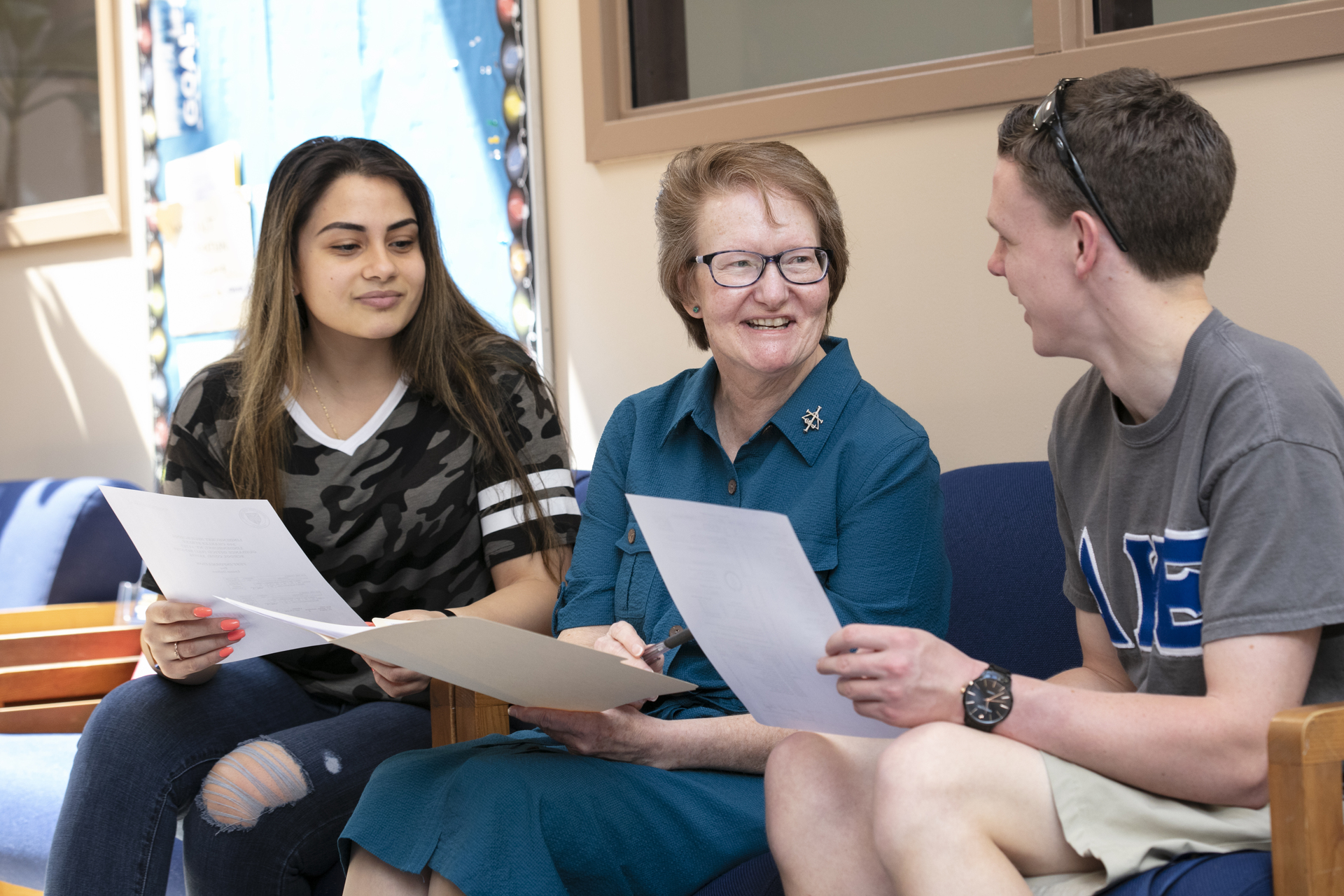 S. Suzanne Franck with students.