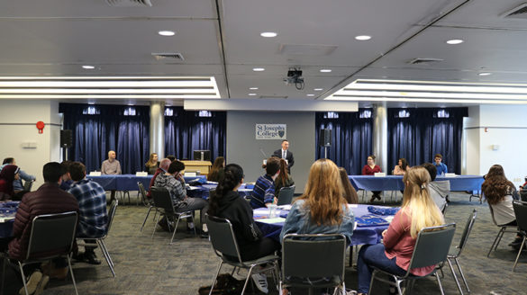 Admitted first-year students at an education event at SJC Long Island.