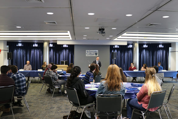 Admitted first-year students at an education event at SJC Long Island.