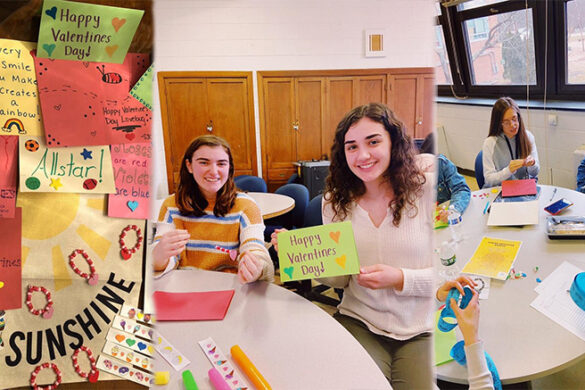 SJC Long Island students make Valentine's Day cards for local children.