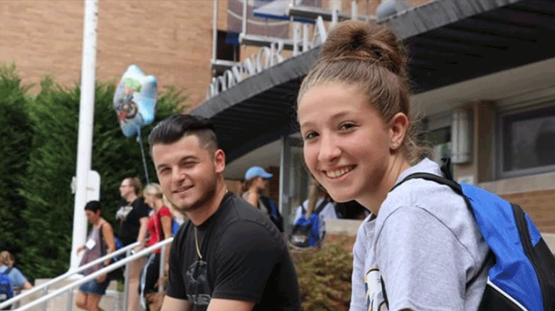 Carly Credidio with classmates and friends at SJC Long Island before the current health crisis caused courses to become remote.