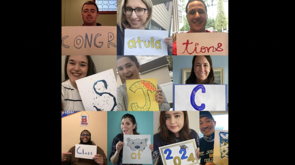 Collage of happy students and staffers.