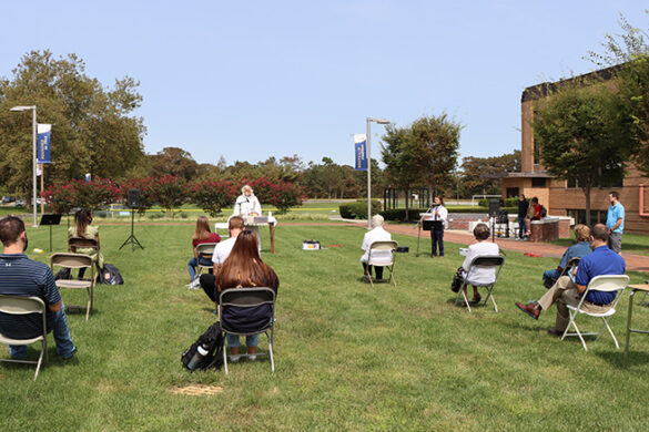 A Socially Distanced Mass on the Grass