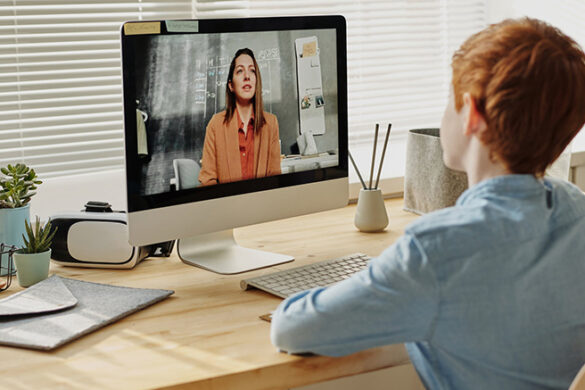 Teaching remotely while students learn from home.