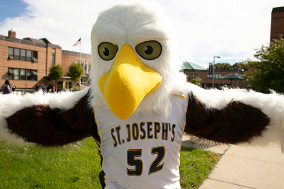 SJC Long Island mascot Hot Wyngz looks forward to Golden Eagles Spirit Fest.