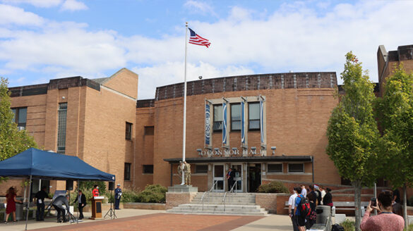 The annual changing of the flag at SJC Long Island's Sept. 11 ceremony.