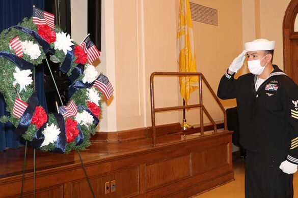 U.S. Navy veteran salutes