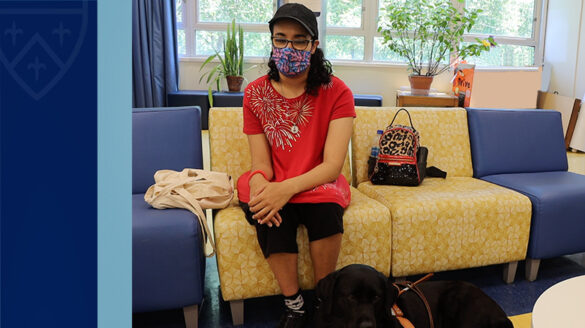 Sydney Steuernagel and her guide dog Gretchen.