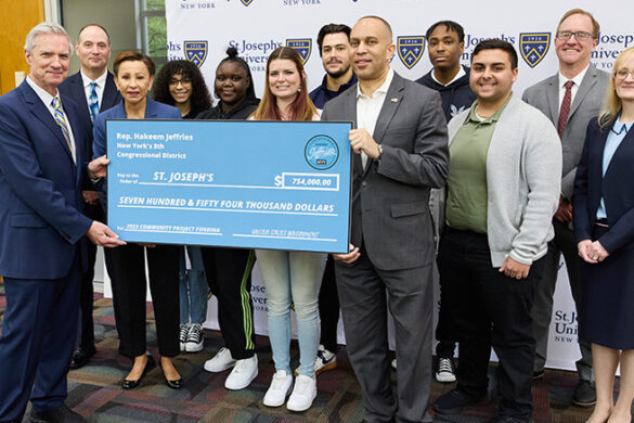 Cybersecurity lab funding check for St. Joseph's.