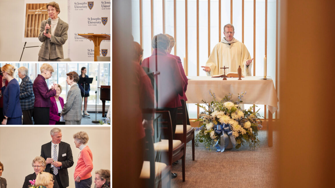 Collage from the Sisters of St. Joseph Chapel dedication and blessing ceremony.